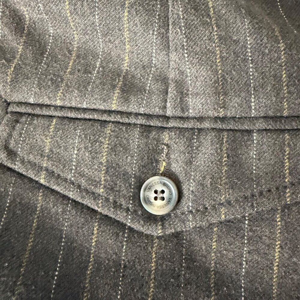 Vanessa Bruno Brown Pinstripe Wide-Leg Trousers Size 40 Wool Viscose Blend Women - Picture 10 of 16